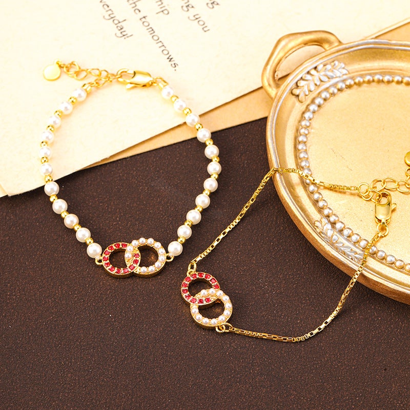 Original Simple Elegant Oil Dropping Flower Butterfly Pearl Bracelet High-End Niche Light Luxury Beaded Bracelet For Women - Image 4